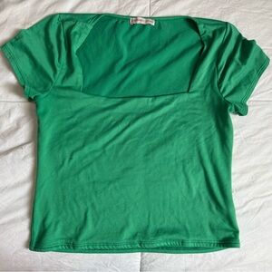 Women's Green Square Neck Top